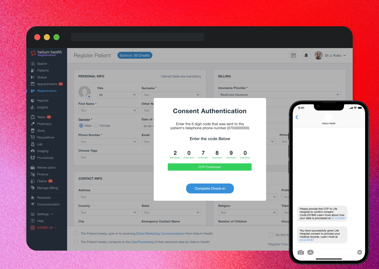 Helium Health patient data authorization